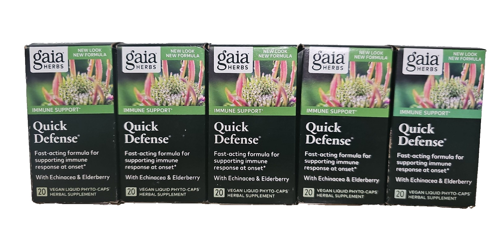 Gaia Herbs: 5 QUICK DEFENSE Echinacea & Elderberry, 20 ct each, Exp. 11/26-06/28