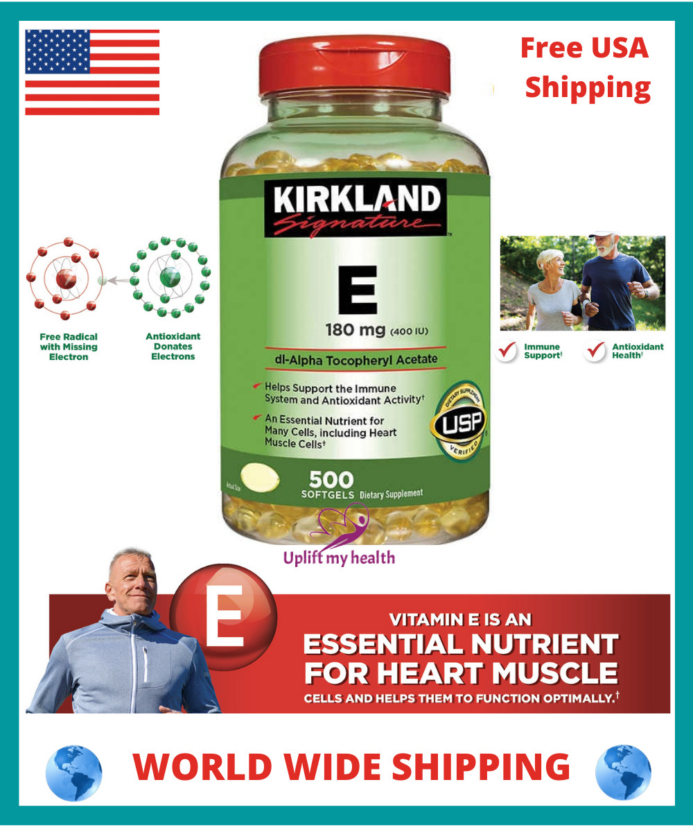 Kirkland Vitamin E 180 MG 400 IU 500 Softgels Strong Antioxidant World Wide Ship