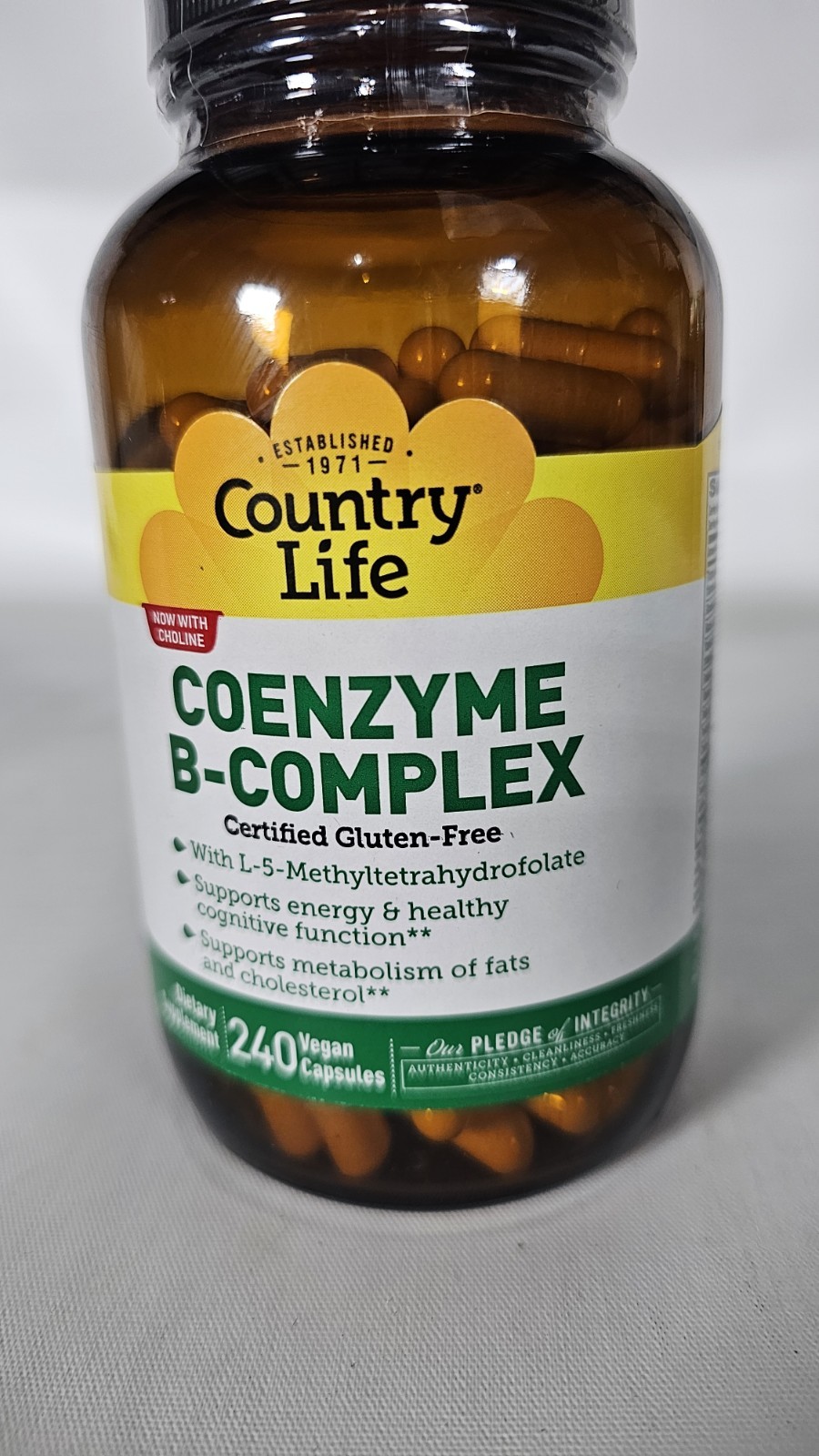 Country Life Coenzyme B-Complex Caps 240 Vegan Capsules Gluten-Free. Exp: 7/2028