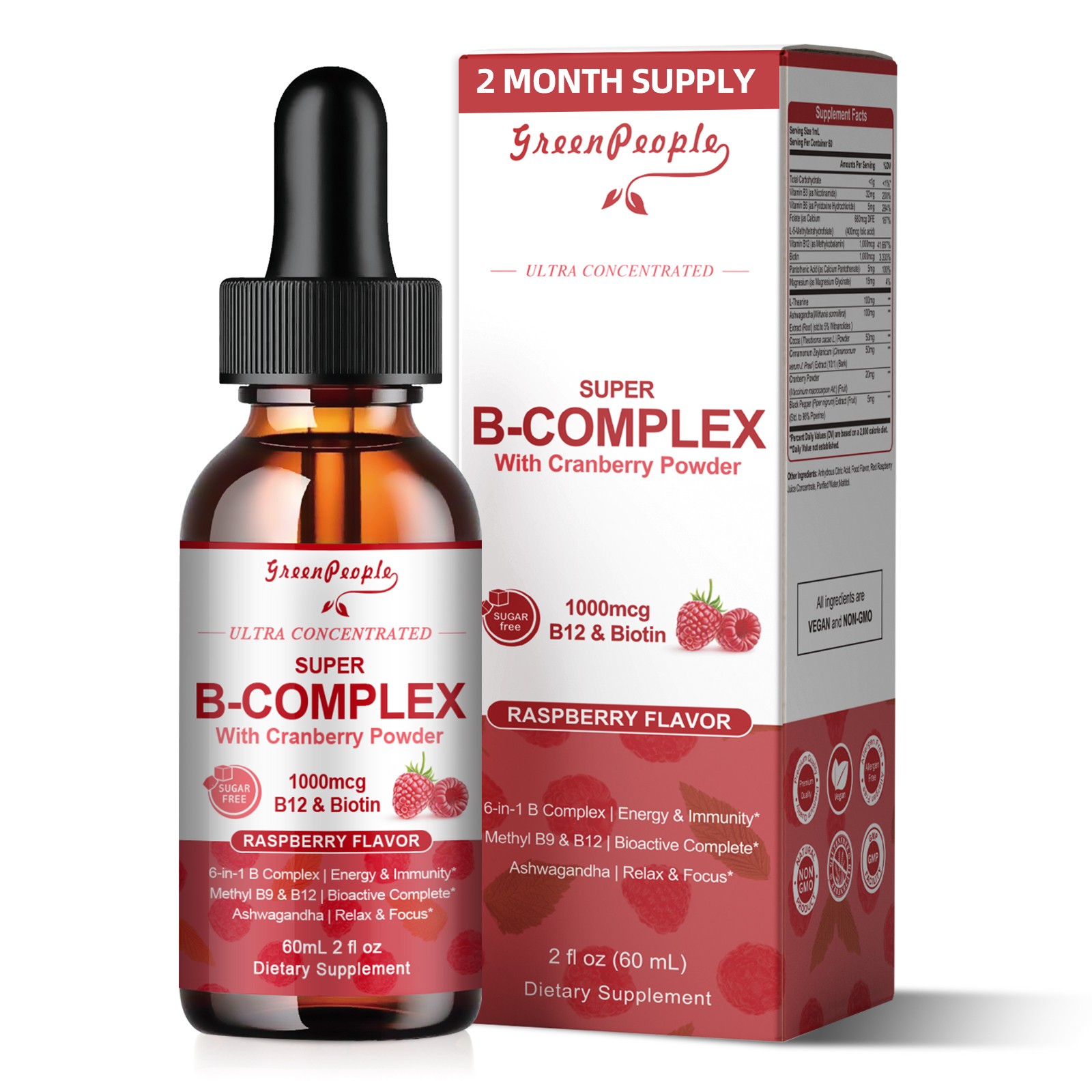 Vitamin B12 and B6 Liquid Drops, B12 Sublingual Vitamin B Complex Vitamin 60ML