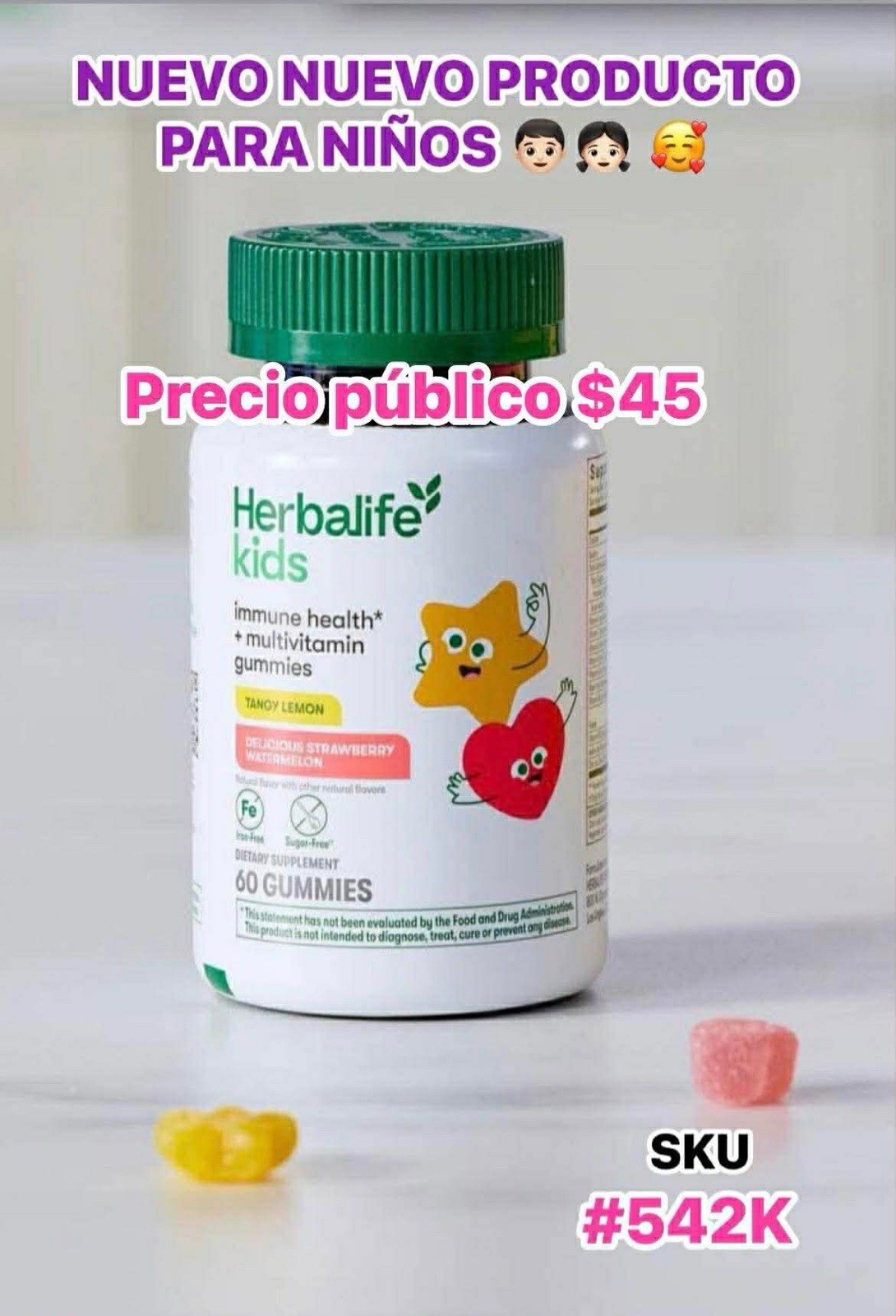 Herbalife Kids Immune Health Multivitamin Gummies Strawberry Watermelon 60 ct