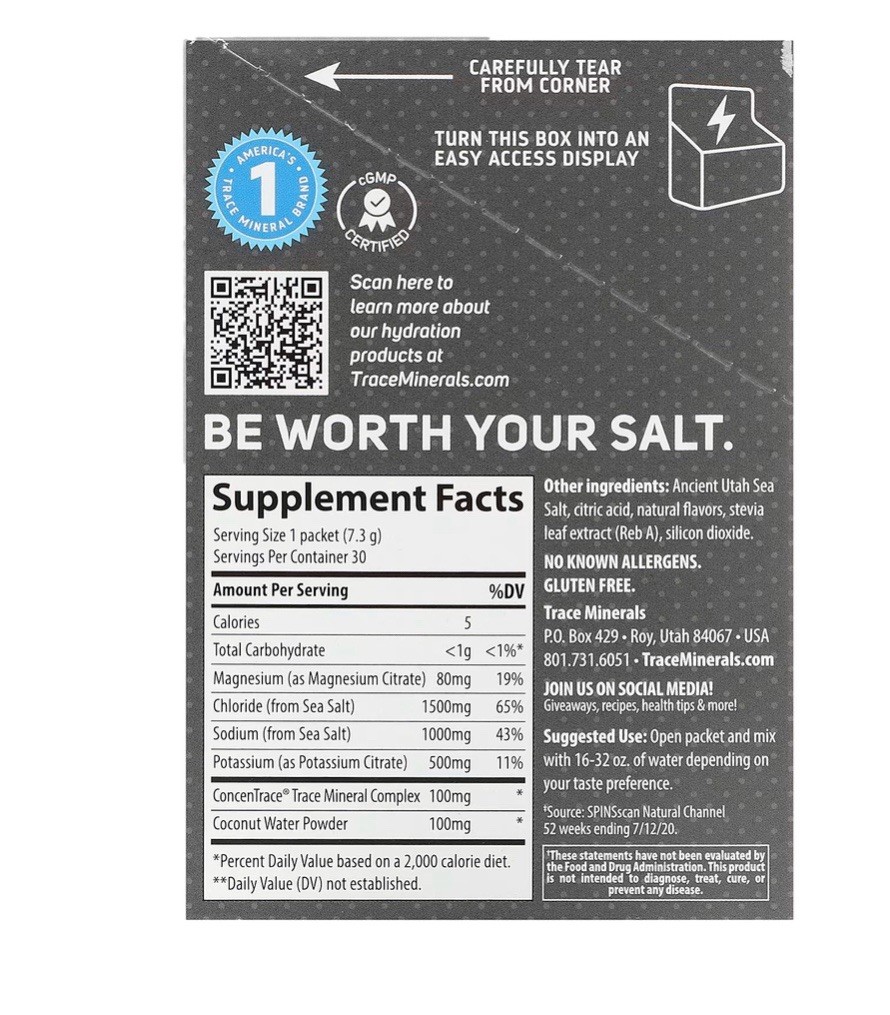 TM Sport, ZEROLyte, Electrolyte Drink Mix, Salty Watermelon, 30 Packets, 0.27 oz