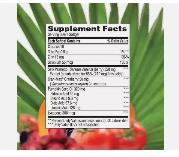 pack of 2-trunature Prostate Plus Health Complex, 250 Softgels with Saw Palmento