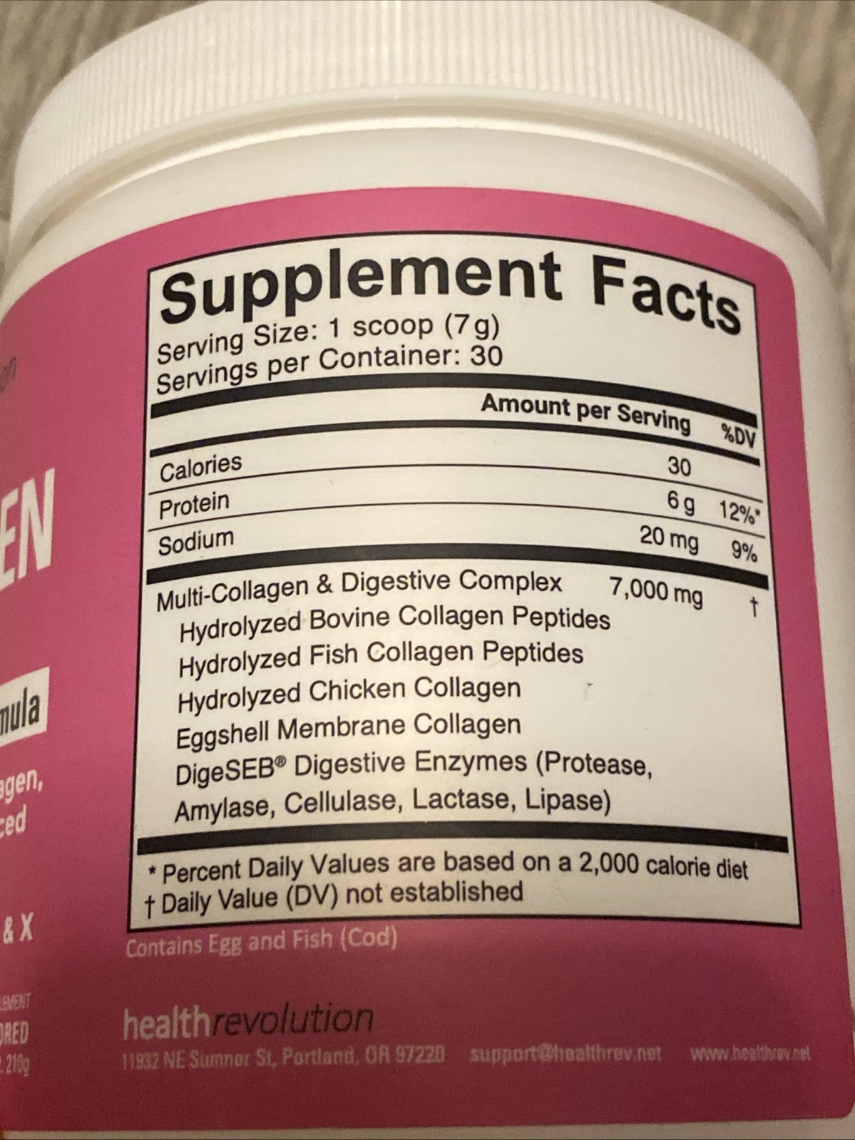 Health Revolution Hydrolyzed Collagen Peptides Hair Skin & Nail Formula 210g