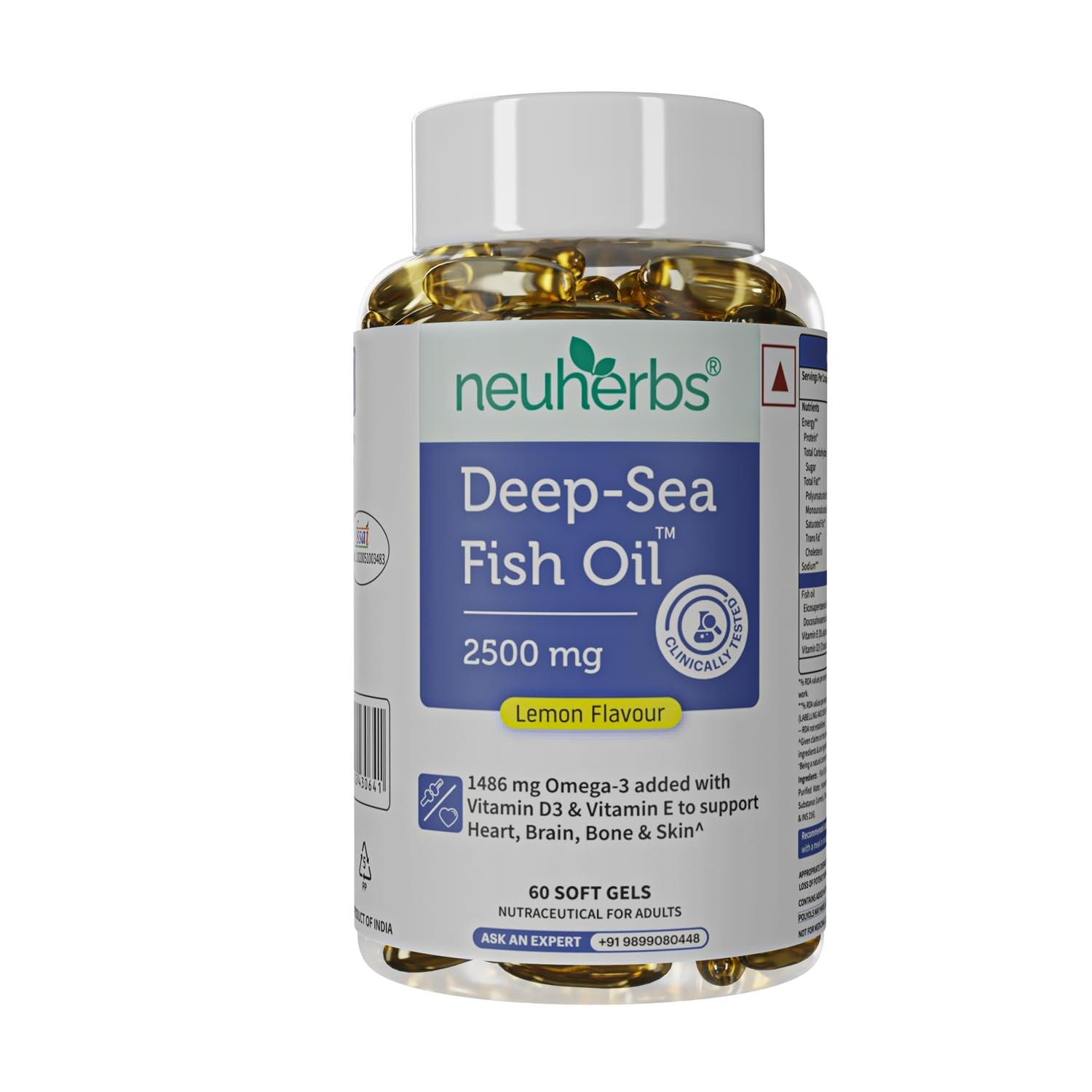 Neuherbs Deep Sea Omega 3 Fish Oil 2500mg | 60 Softgels Free Shipping