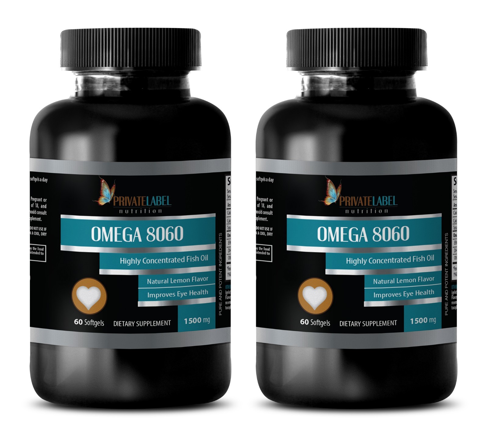 Natural Omega-3 Fish Oil 1500mg – From Norway NON-GMO – 120 Capsules 2 Bottles