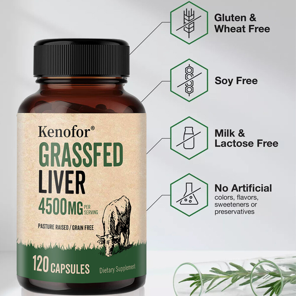 Grass Fed Liver Supplement 4500MG 120 Caps – Immune Support, Beef Liver Capsules