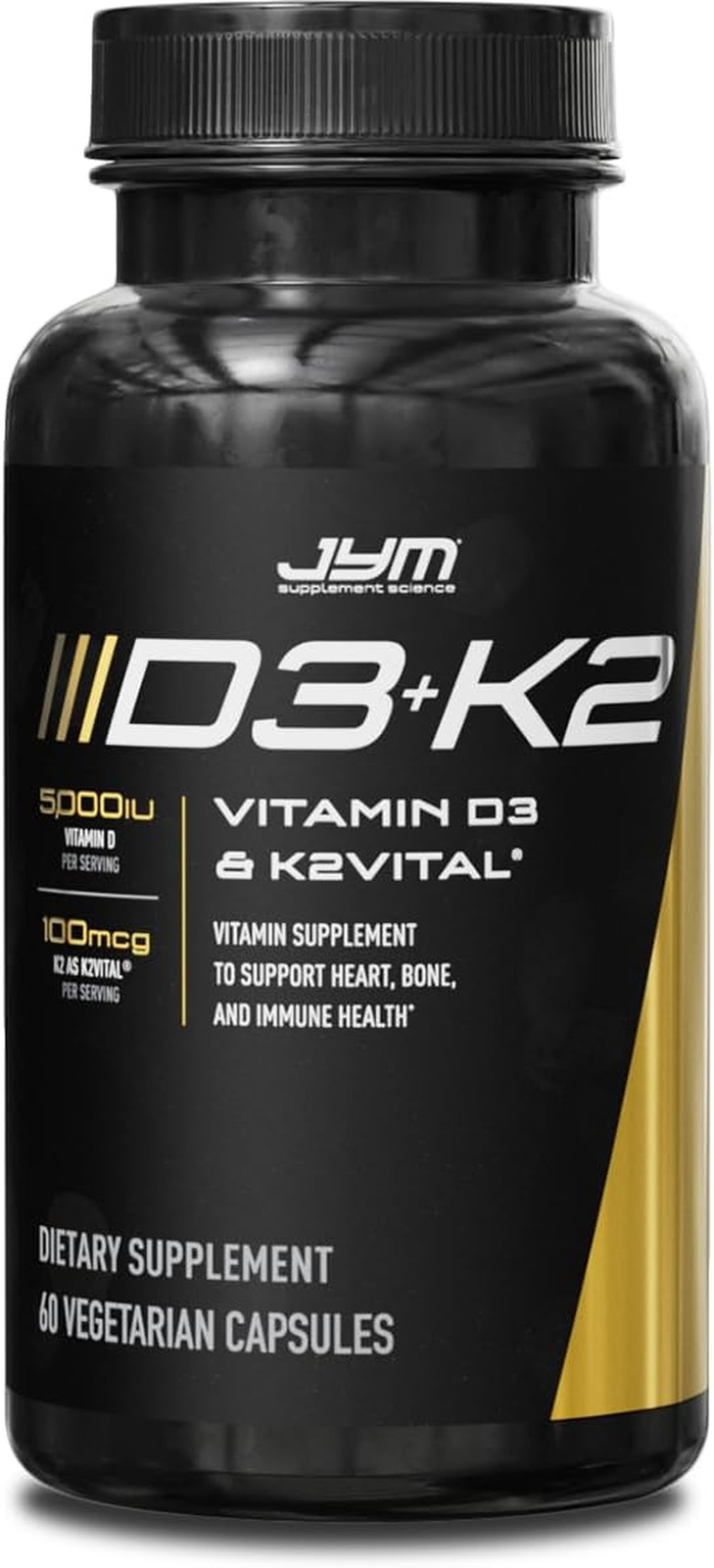 JYM D3 + K2 with 5000Iu D3 & 100Mcg of Vitamin K2 as MK-7, Bone, Cardiovascul…
