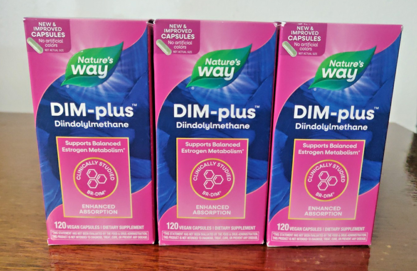 3 Pack Nature’s Way DIM-Plus DIM Diindolylmethane Supplement – 360ct Exp 4/30/27