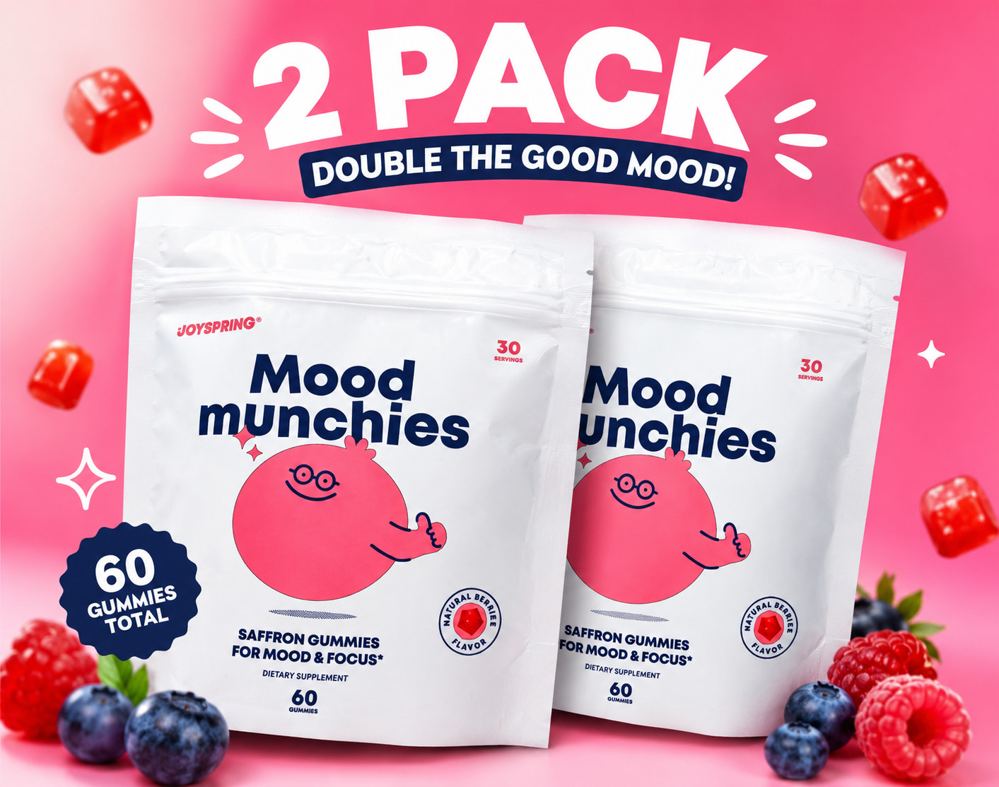 Pack of 2 – JoySpring Mood Munchies Saffron Gummies