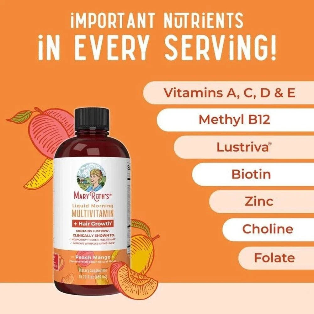 MaryRuth’s Liquid Multivitamin + Hair Growth-Clinically Tested for Thicker Hair