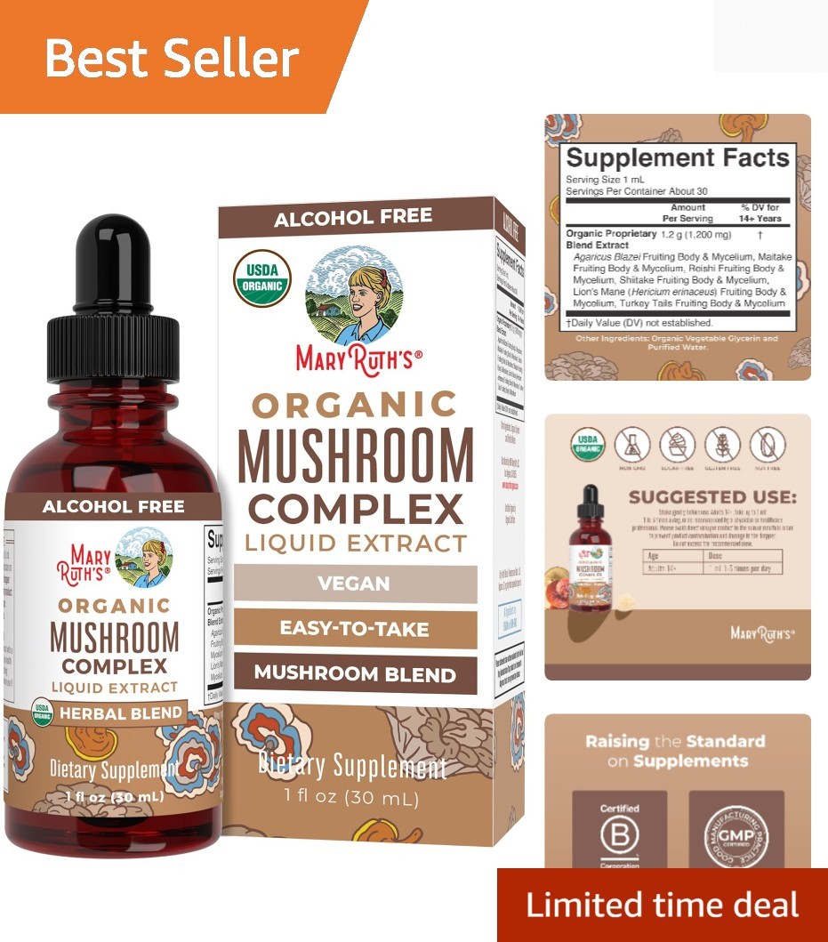 Organic Mushroom Complex Drops – Lion’s Mane, Turkey Tail, and Reishi Blend