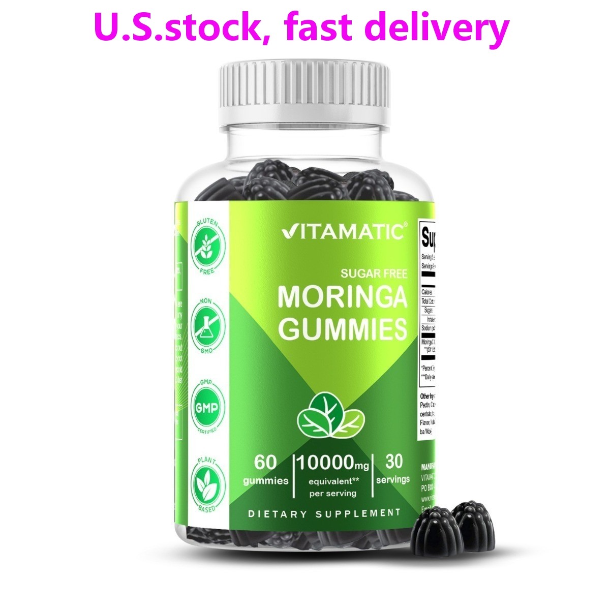 Vitamatic Moringa Gummies 10,000mg – Sugar Free for Natural Energy & Detox