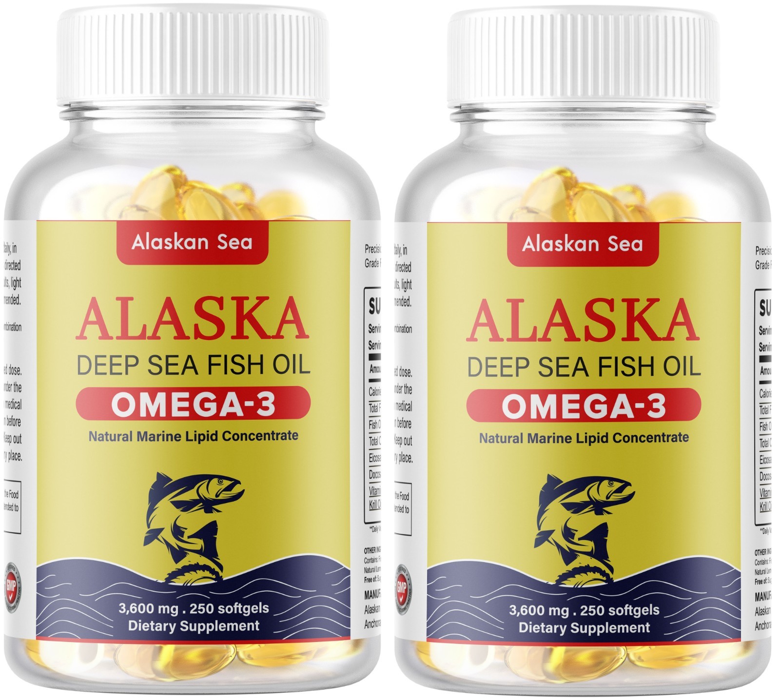 Omega 3 Fish Oil Alaskan Sea – 3,600MG 500 Softgels (250 Serv) 5x Strength USA