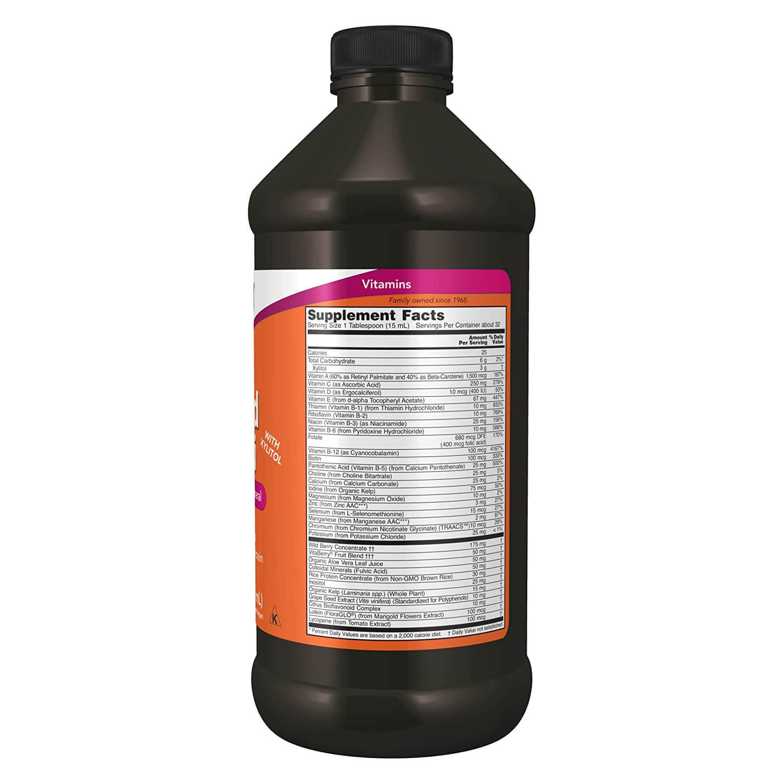 NOW Liquid Multi Wild Berry Flavor, Multi Mineral, Fast Absorption, 16 fl oz