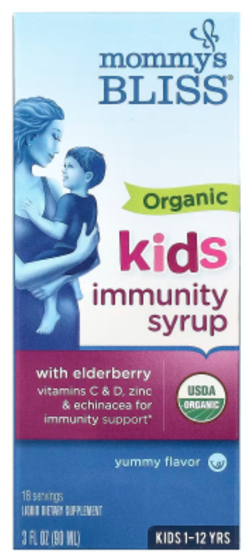 Mommy’s Bliss Organic Kids Elderberry Syrup Immunity Support 3 fl oz 90mL 18 Ser