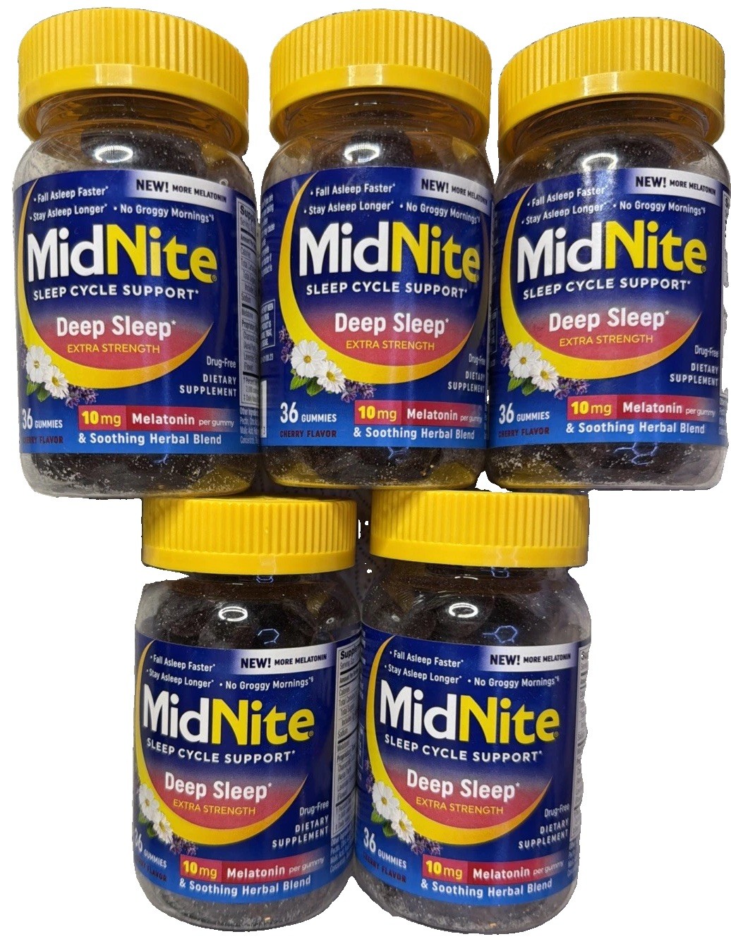 5X MidNite DEEP SLEEP Cycle Support 10mg Melatonin 36 Cherry GUMMIES SEE PHOTOS