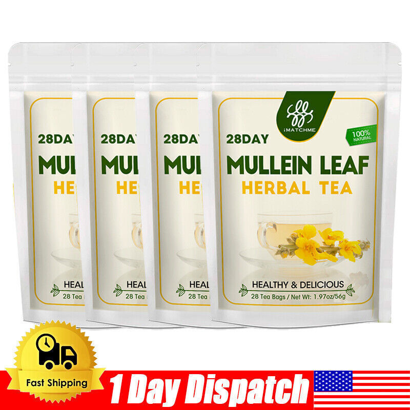 28 Packs Mullein Leaf Tea Bags – Lung Cleanse Detox Herbal Enhance Immunity