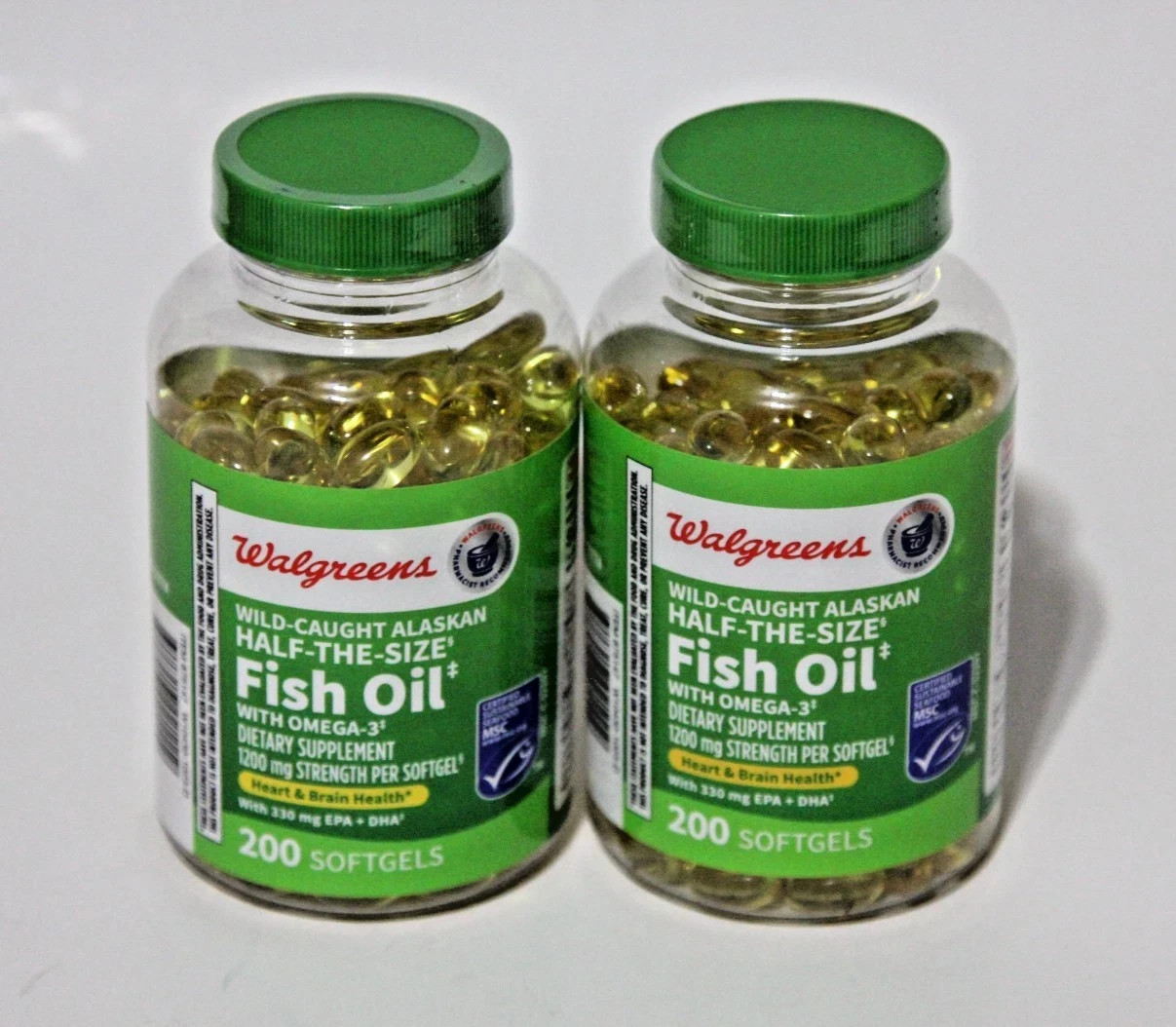 WALGREENS FISH OIL WILD-CAUGHT ALASKAN HALF-THE-SIZE OMEGA 3 200 SOFTGELS 6/2027