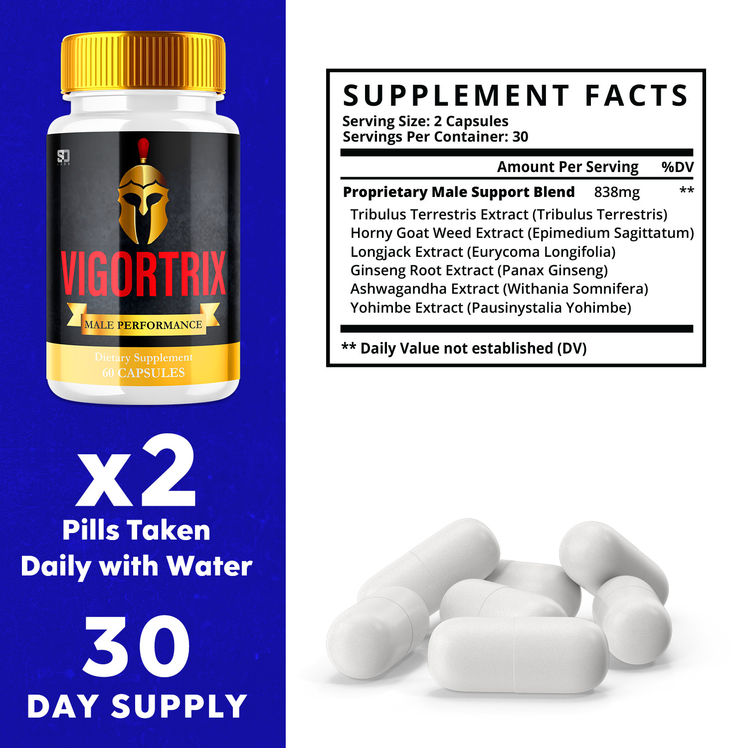 (3 Pack) Vigortrix Male Pills Maximize Energy, Vitality & Stamina 180 Capsules