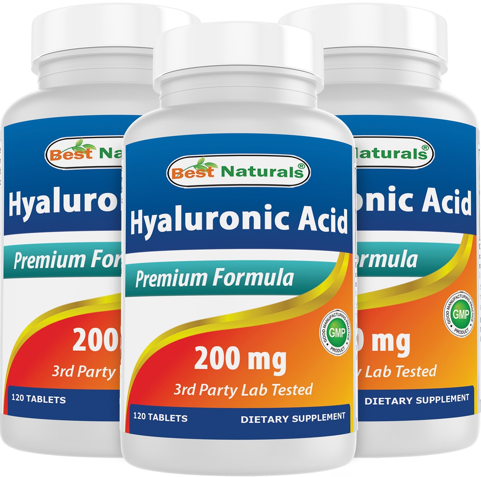 3 Pack Best Naturals Hyaluronic Acid 200 mg 120 Tablets