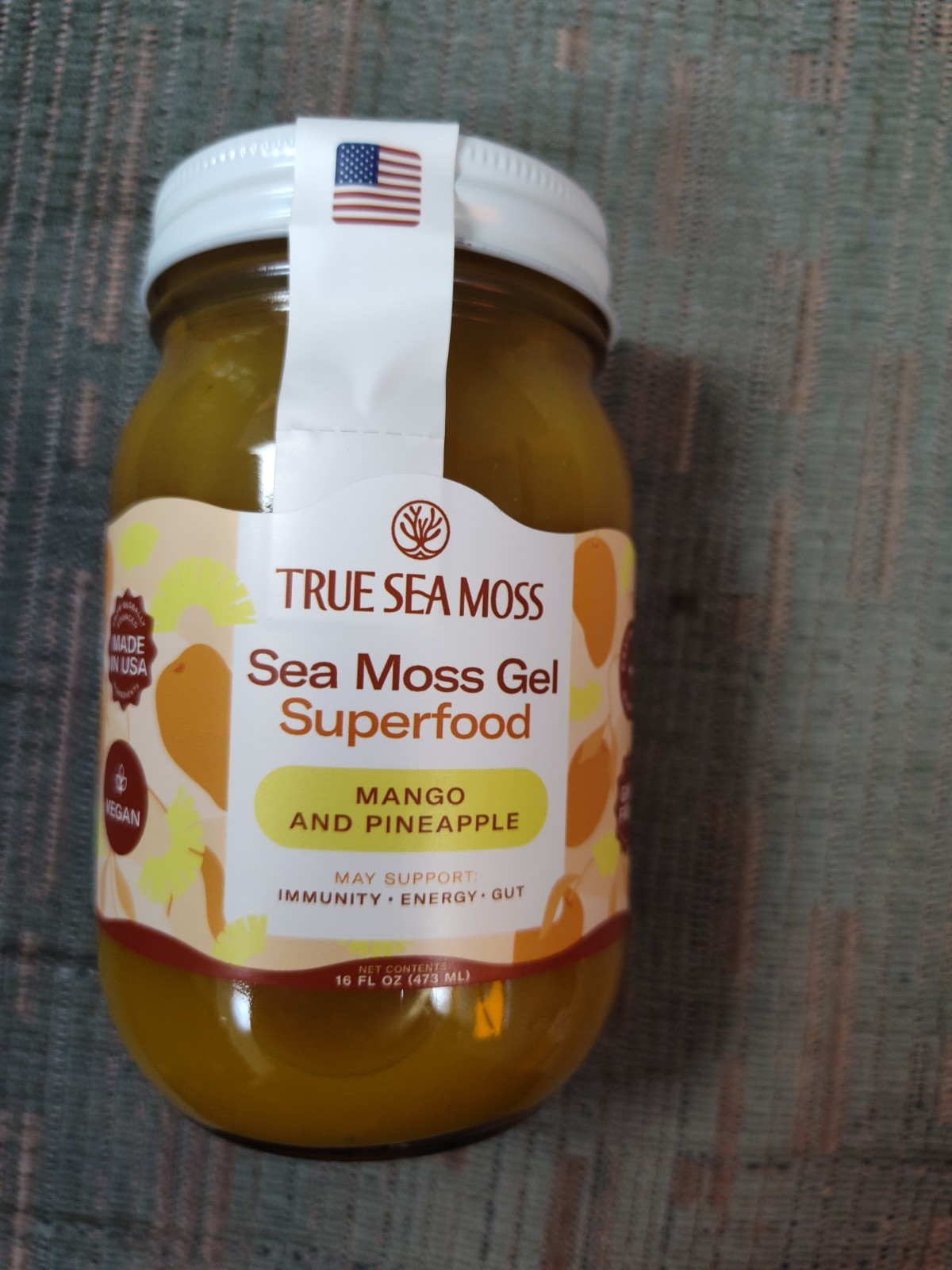 True Sea Moss Gel Superfood Mango & Pineapple 16 oz Gluten GMO Free Exp 10/26