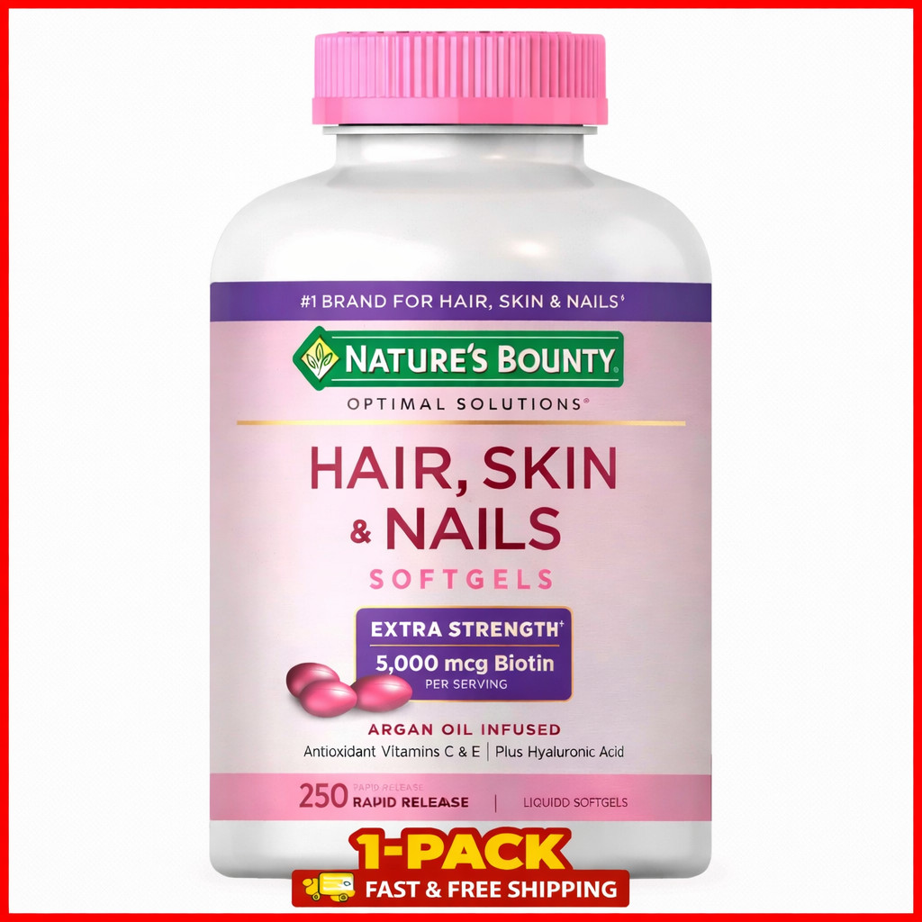 Nature’s Bounty HAIR SKIN NAILS 250 Softgels Multivitamin 5000 mcg Biotin
