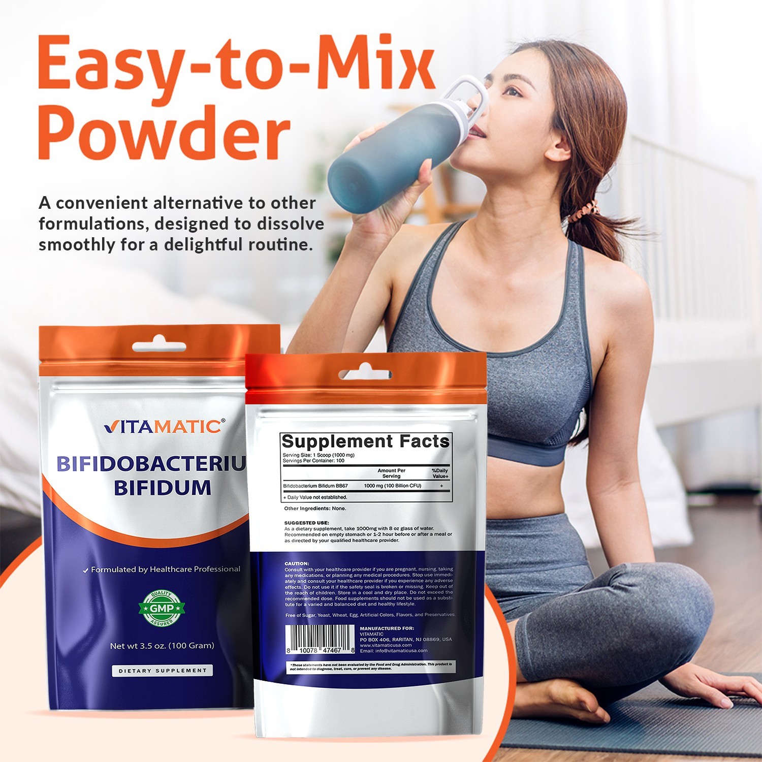 Vitamatic Bifidobacterium Bifidum Probiotic Powder – Digestive Support 100 Gr