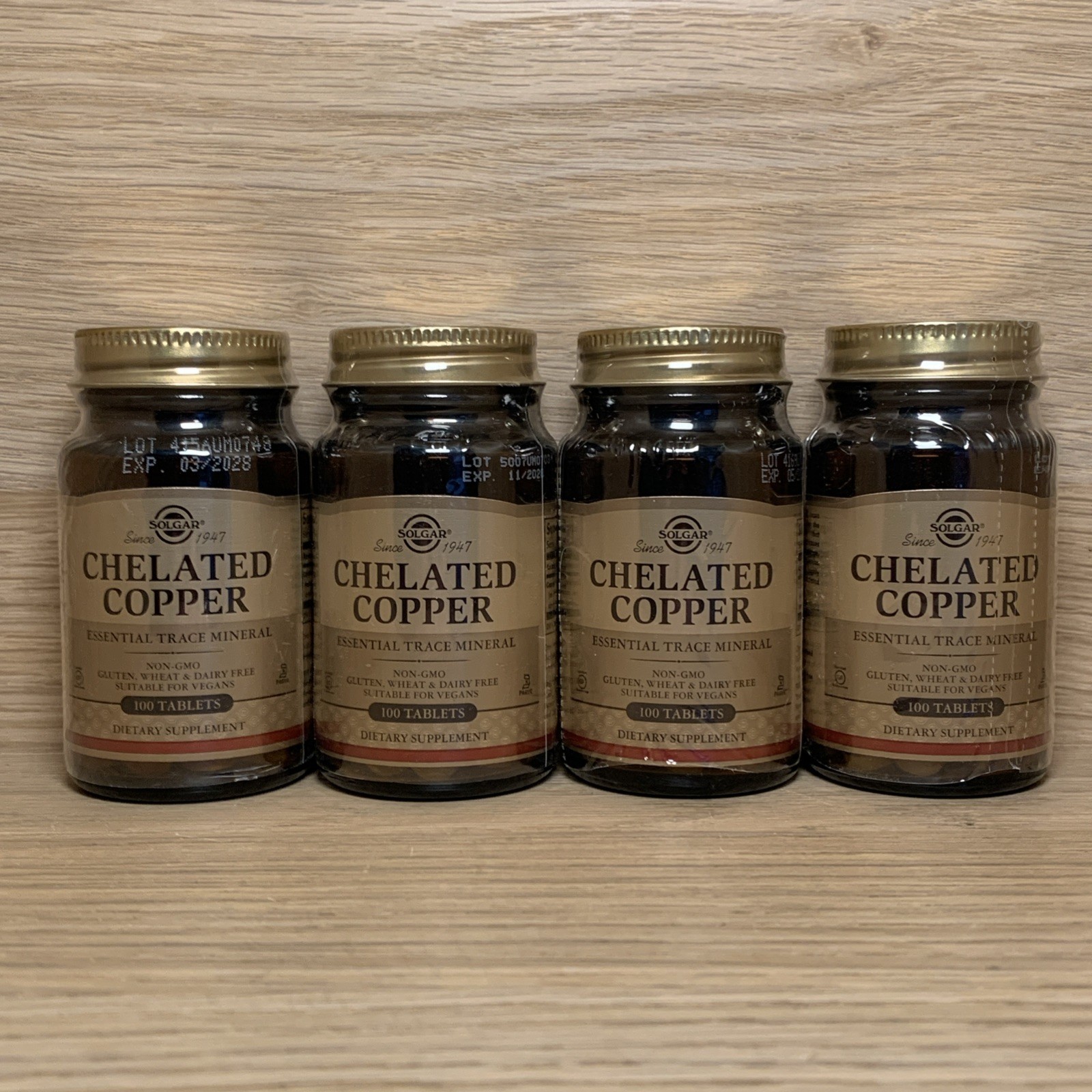 Solgar Chelated Copper 100 Tablets Each Exp 3/2028 Lot Of 4