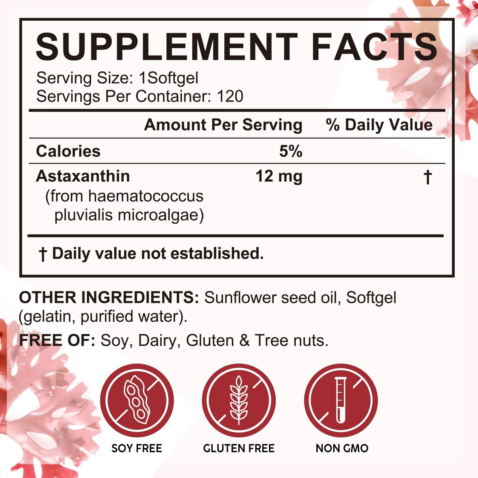 Astaxanthin 12mg Softgels – 120 Count, 4 Month Supply, Antioxidant for Eye, Join