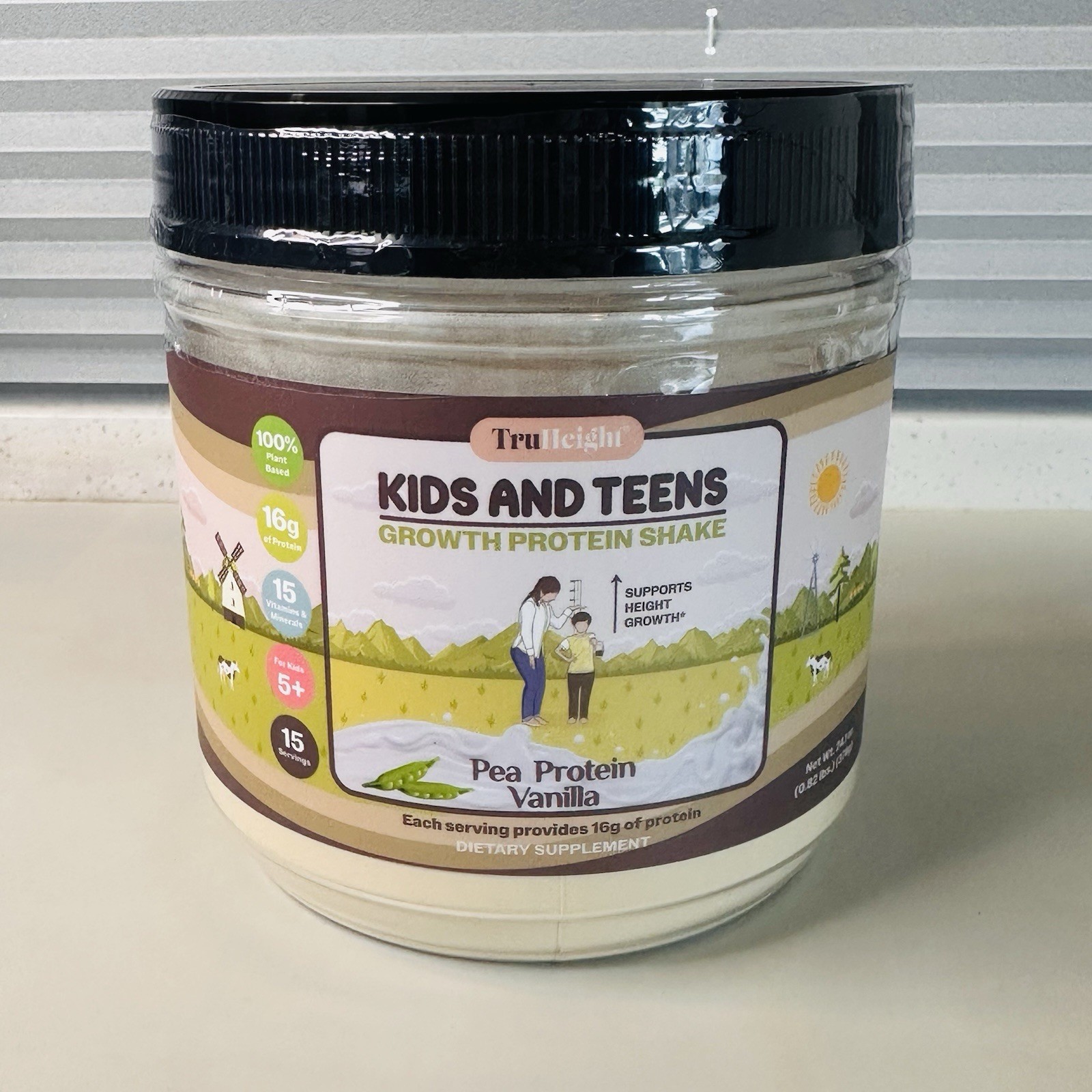 TruHeight Kids Teens Growth Pea Protein Vanilla Shake Drink Mix 24.1 oz BB9/26