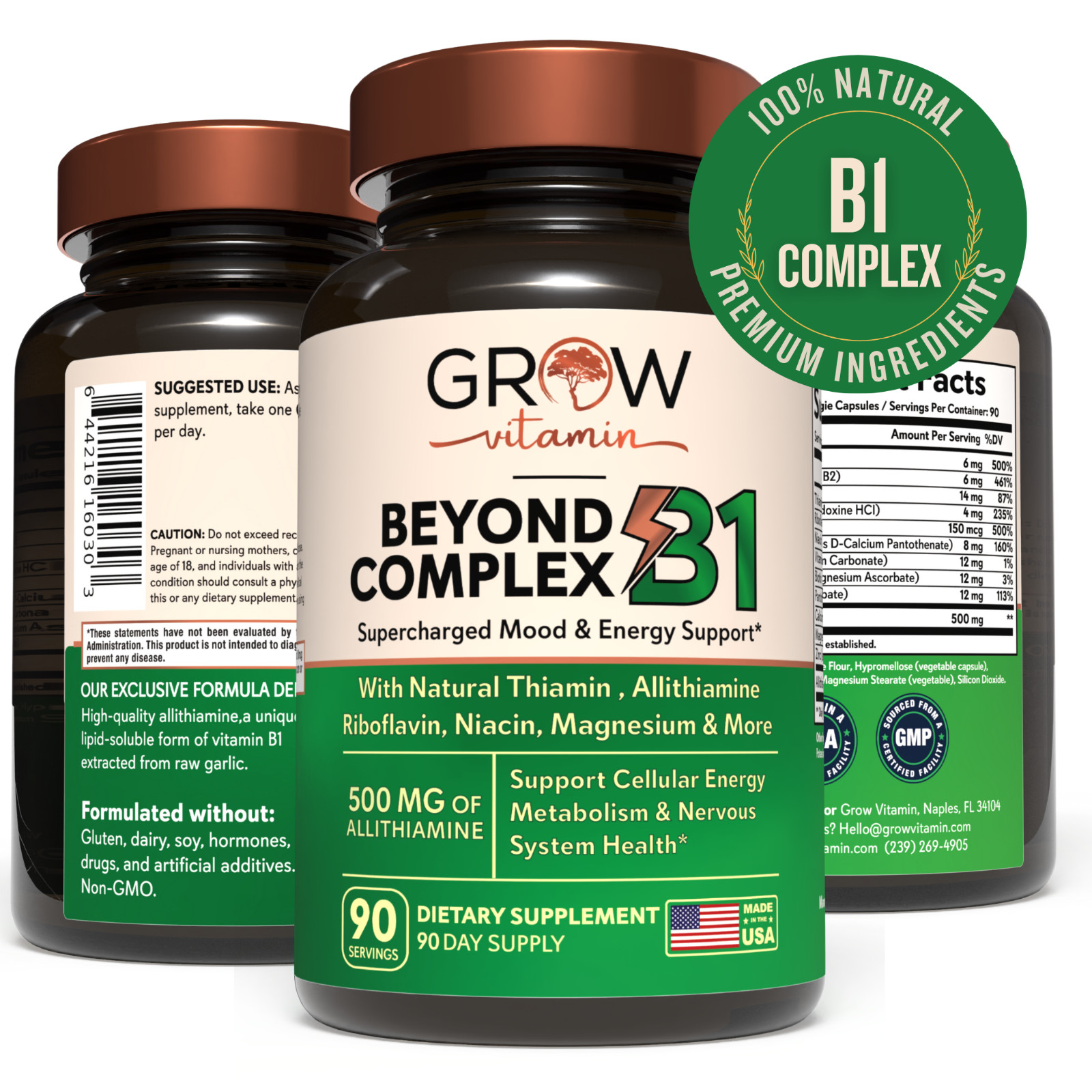 Dr. Berg LIKE Natural Vitamin B1 Thiamine B1 – Energy And Mood 90 Capsules