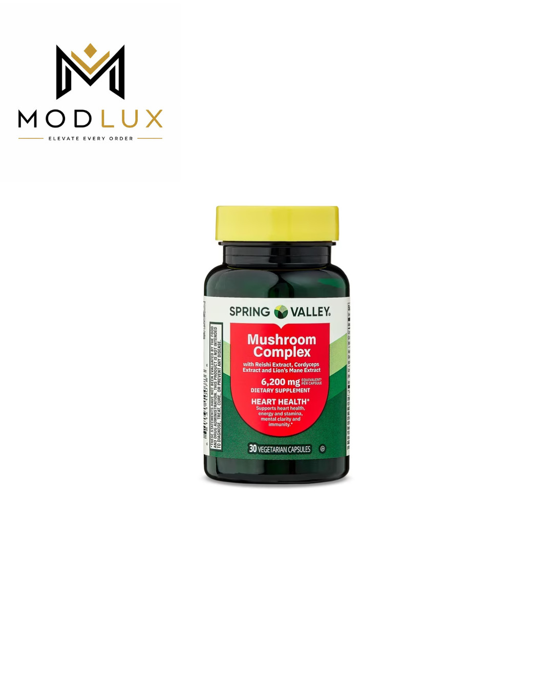 Spring Valley Mushroom Complex 6200 mg Vegetarian Capsules Heart Health 30 Count