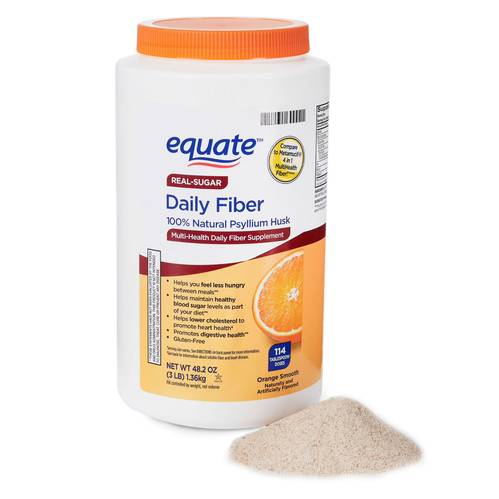Equate Daily Fiber Orange Smooth Fiber Powder, 48.2 Oz FREE SHIPPING