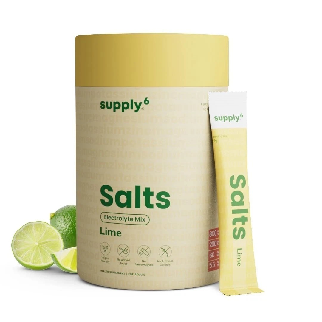 Supply6 Salts | Electrolyte Mix | Zero Added Sugar, (36 Servings, Lemon Lime) C2