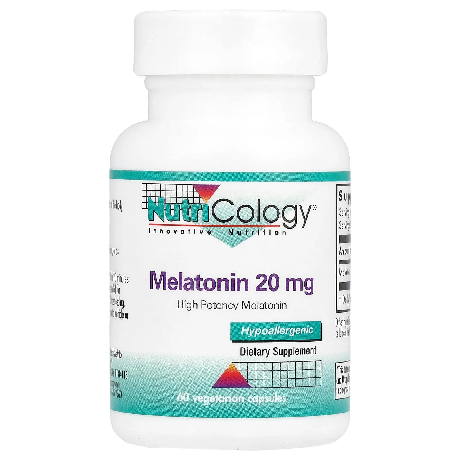 2 X Nutricology, Melatonin, High Potency, 20 mg, 60 Vegetarian Capsules