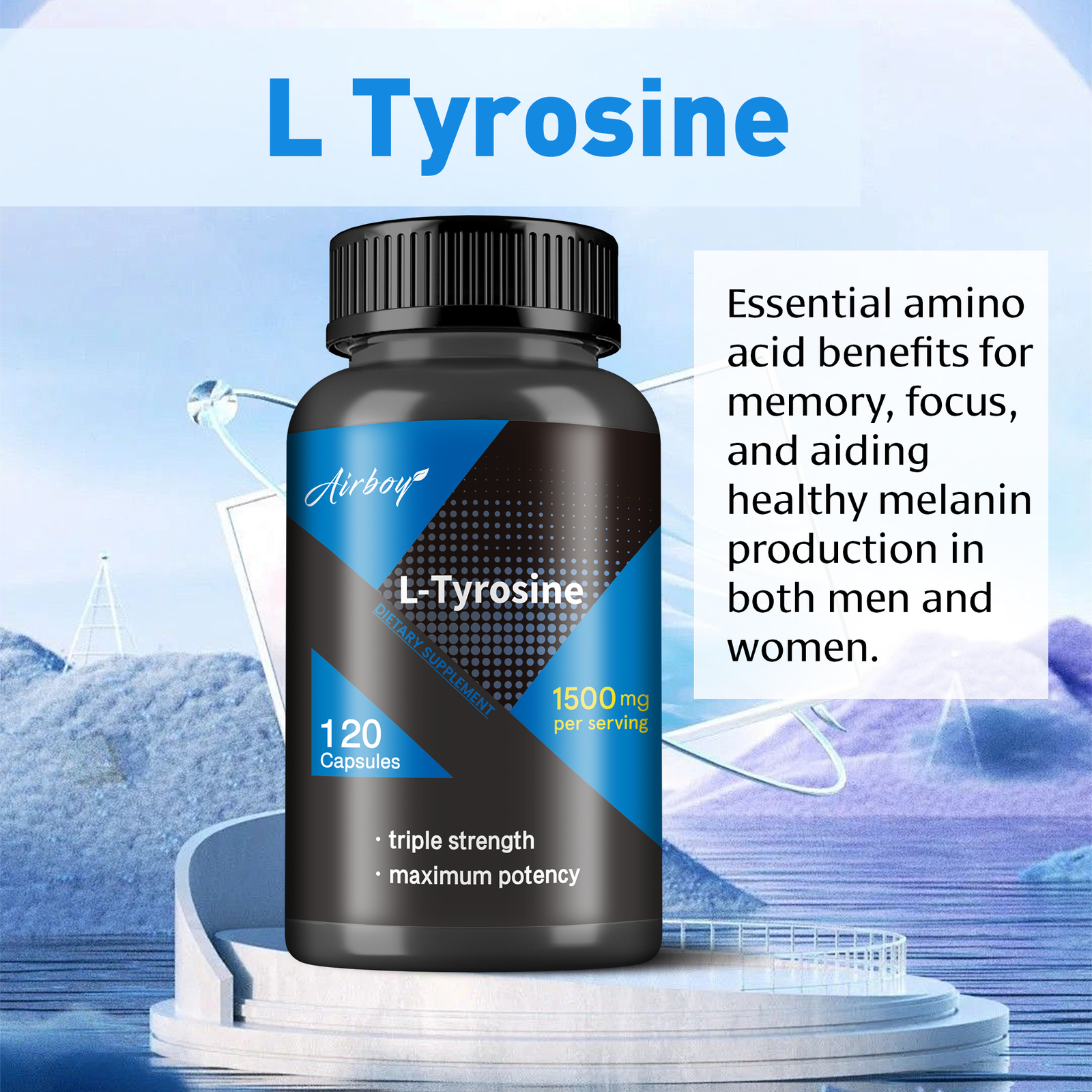 L-Tyrosine 1500mg – Brain Health Memory & Cognitive Support, Alertness, Non-GMO