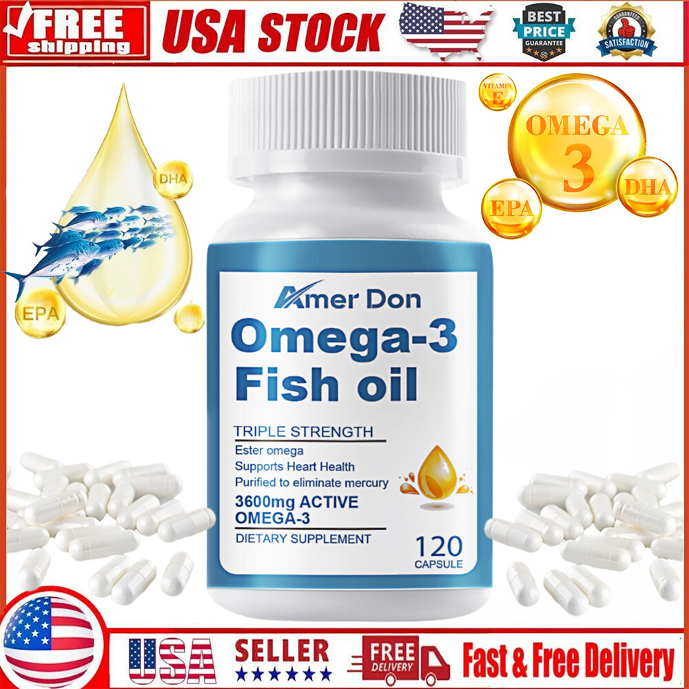 Fish Oil 3600 mg with Omega 3 EPA & DHA – Triple Strength Omega 3 Supplement 120