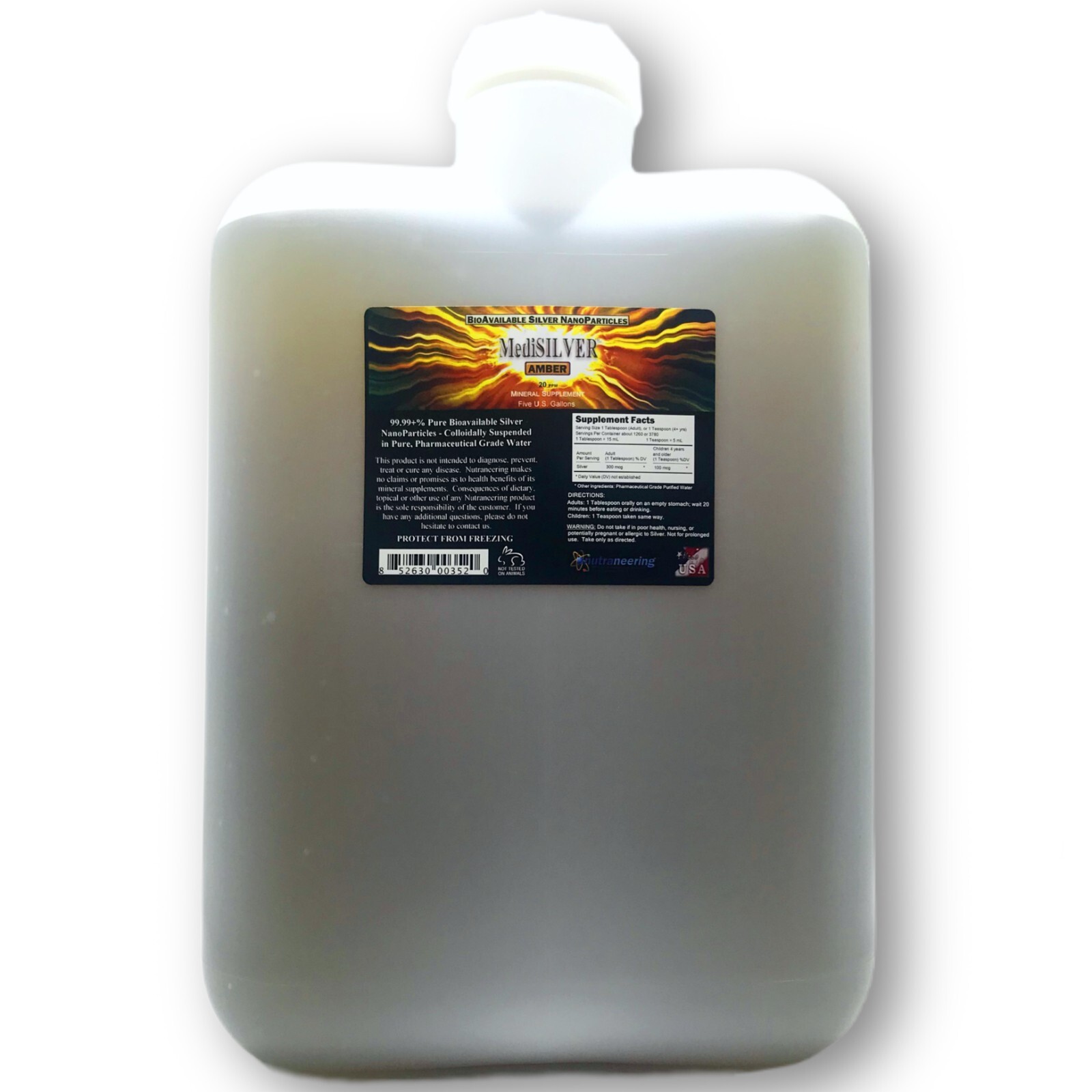 MediSILVER® AMBER Immunity Booster Traditional Colloidal Silver AgNP: 5 Gallons