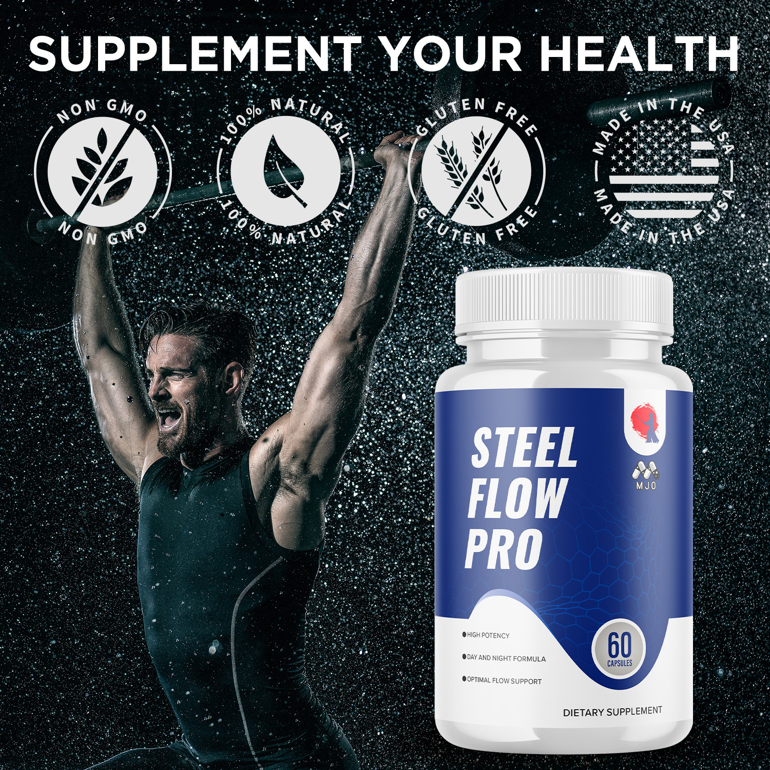(1 Pack) Steel Flow Pro Advanced Male Health Support Formula SteelFlow 60 Caps