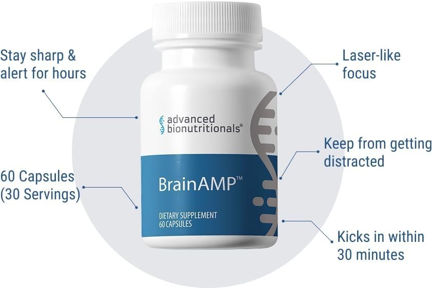 BrainAMP Nootropic Energy with Paraxanthine for Focus and Memory – 60ct.
