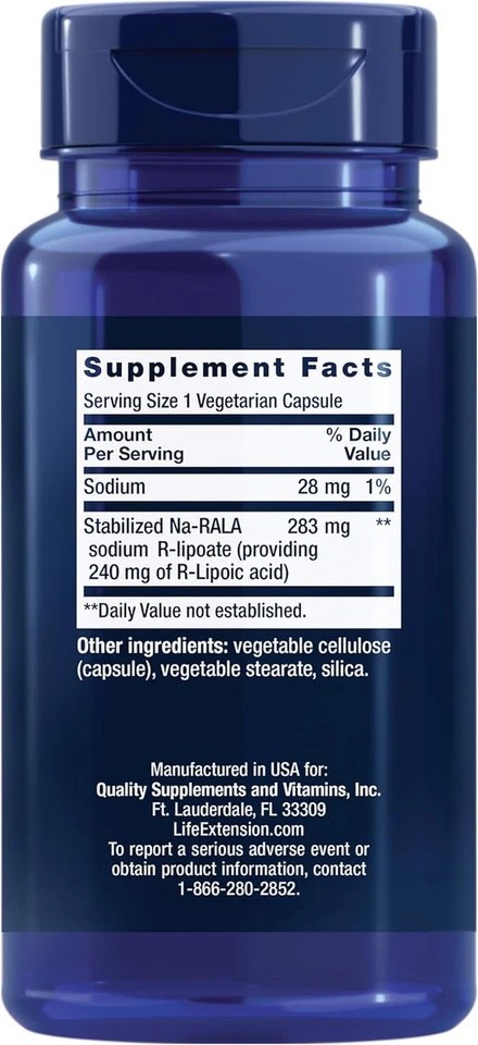 Life Extension Super R-Lipoic Acid 240 mg 60 caps EXP 9/2026 Active Form Lipoic