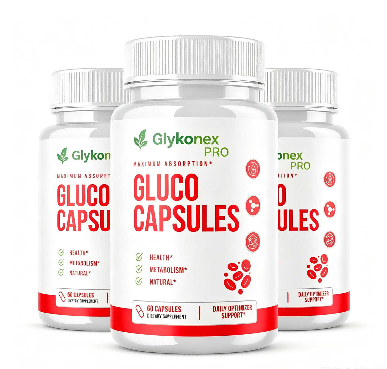 3 Bottle Glykonex Pro Advanced Blood Health Support Glyko Nex Pro 60 Capsules