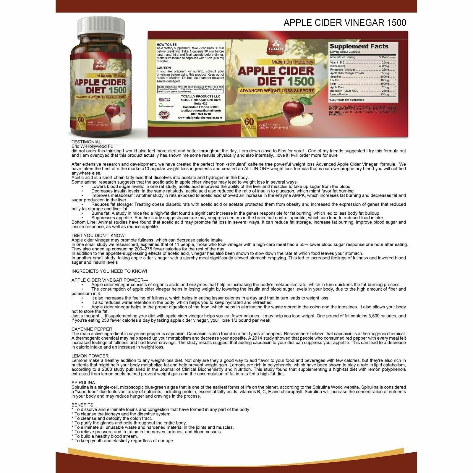 Goji Berry Immune Support Supplement and Apple Cider Vinegar Weight Management