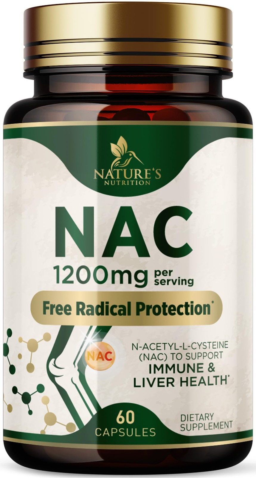 Vegan N-Acetyl Cysteine 1200mg Detox Liver Immune Antioxidant Support 60 Caps