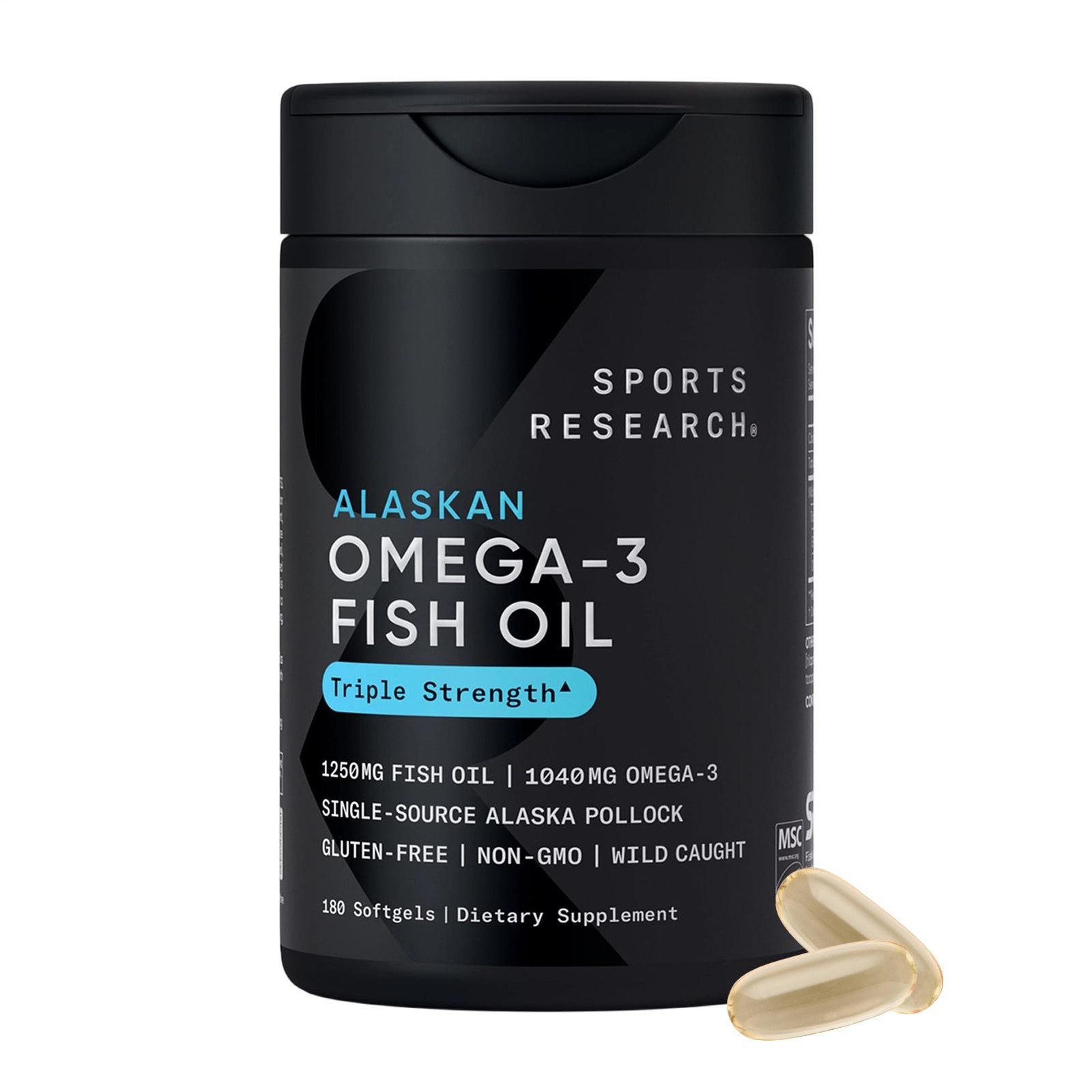 Triple Strength Omega 3 Fish Oil Burpless Supplement EPA DHA Fatty Acids 180ct