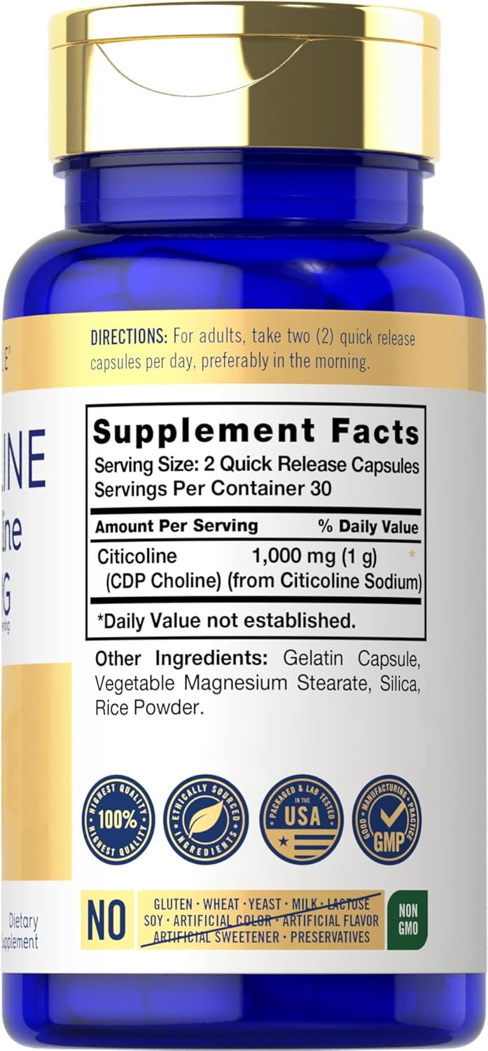 Carlyle Citicoline CDP Choline 1000mg | 60 Capsules | Extra Strength Formula…