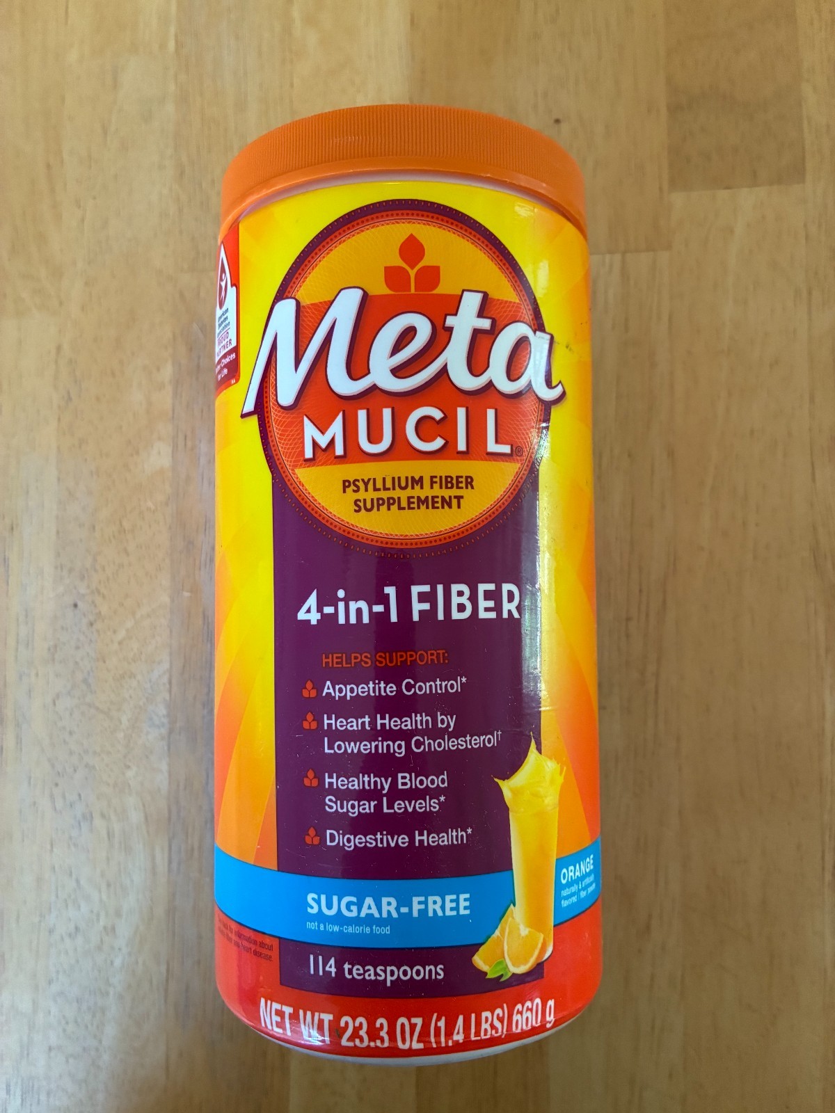 Metamucil 4-in-1 Psyllium Husk Fiber Supplement Sugar-Free Powder 114 tsp 23.3oz