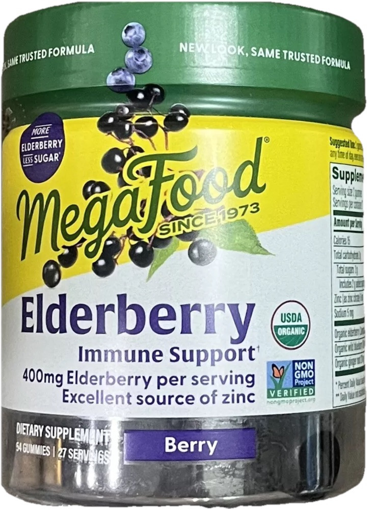 Mega food Elderberry Gummies Immune Support with Zinc Organic Berry 54ct 6/2026