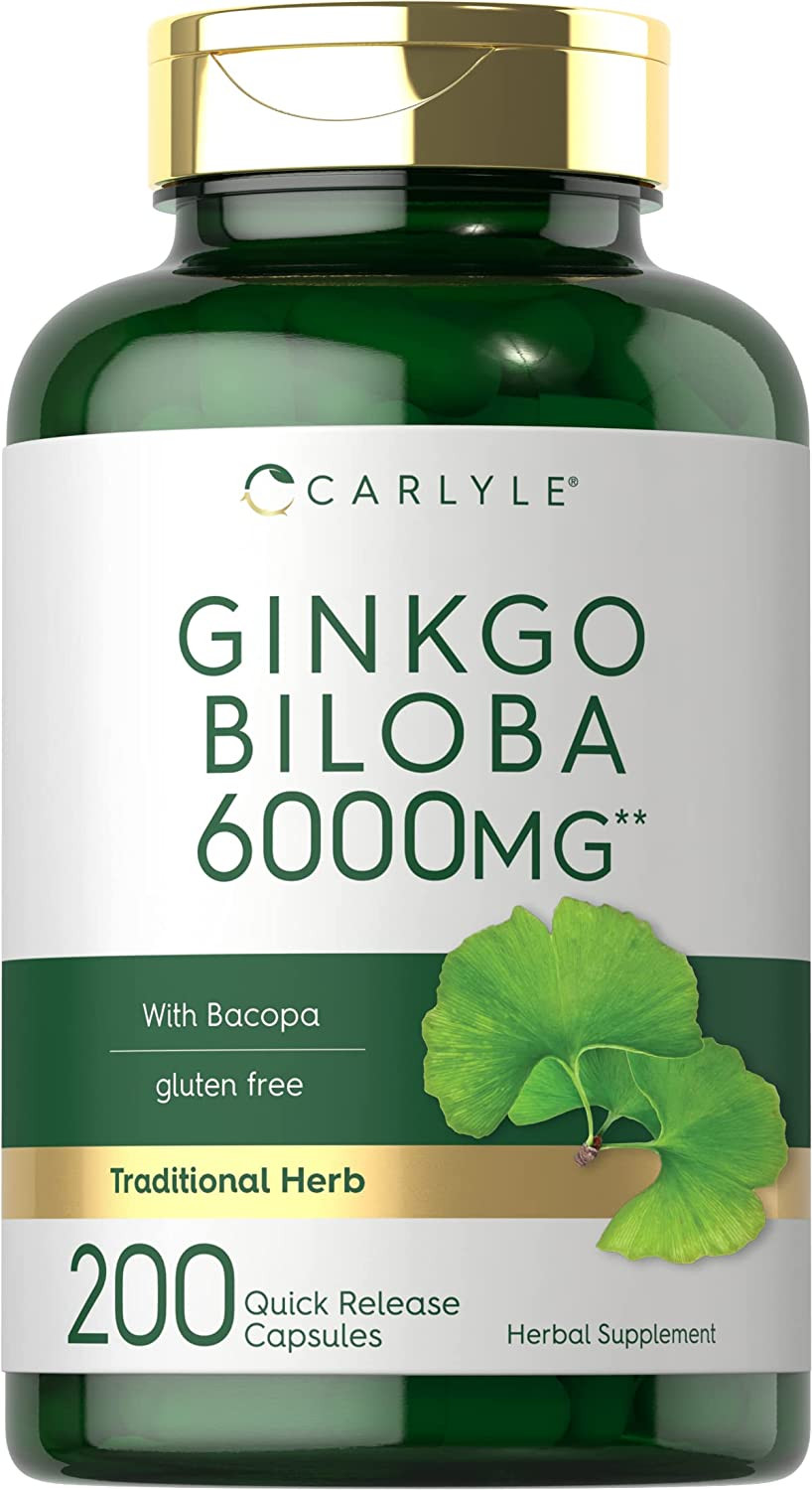 Ginkgo Biloba Pills | 6000Mg | 200 Capsules | Non-Gmo, Gluten Free